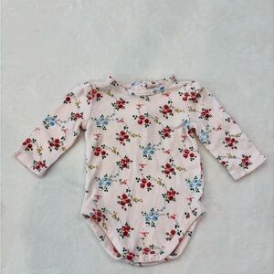 Janie and Jack Pink Floral Long Sleeve Bodysuit